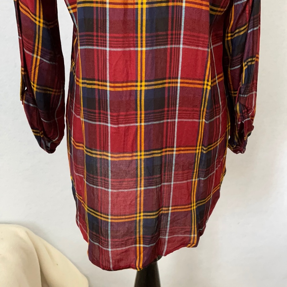 Peace & Pearls Plaid 3/4-Half Sleeve Button Shirt - Picture 8 of 12